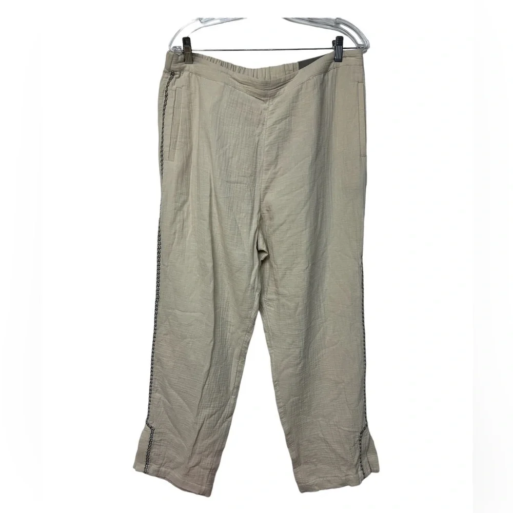 NWT SOFT SURROUNDINGS Lale Gauze pull on‎ tan/Brown Cotton pants Size L Neutral